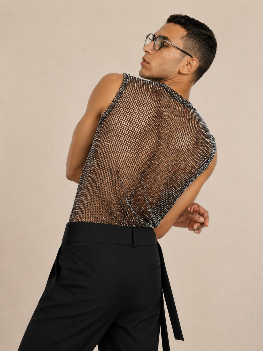 Sequin Openwork Tank Top