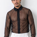 Sheer Mesh Long-Sleeve Shirt